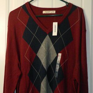 Old Navy Mens argyle V Neck light sweater NWT